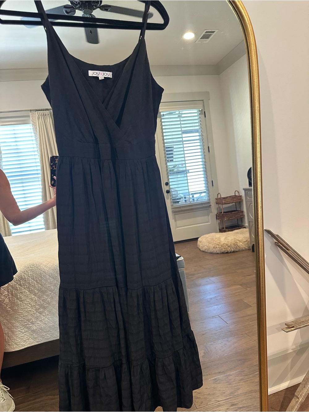 Joy Joy Black Tiered V-Neck Maxi with Spaghetti Straps